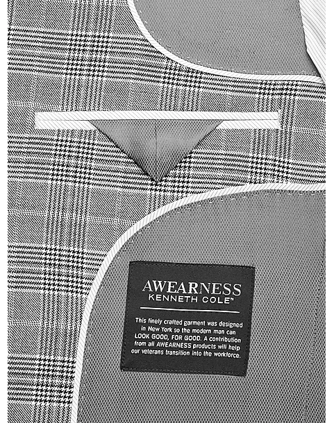 Awearness Kenneth Cole Gray Plaid Slim Fit Sport Coat - Image 3