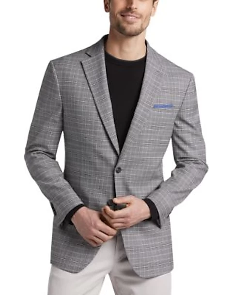 Awearness Kenneth Cole Gray Plaid Slim Fit Sport Coat