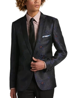 Paisley & Gray Slim Fit Dinner Jacket, Black, Navy & Burgundy Floral