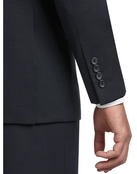 Pronto Uomo Platinum Executive Suit Separates Coat, Navy Sharkskin - Image 2