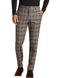 Egara Skinny Fit Suit Separates Pants, Taupe Plaid