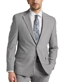 Michael Strahan Classic Fit Suit Gray Stripe