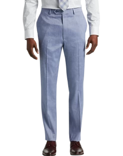 Calvin Klein Slim Fit Suit Separates Linen-Blend Pants, Light Blue