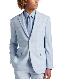Egara Skinny Fit Suit Separates Coat, Light Blue Plaid