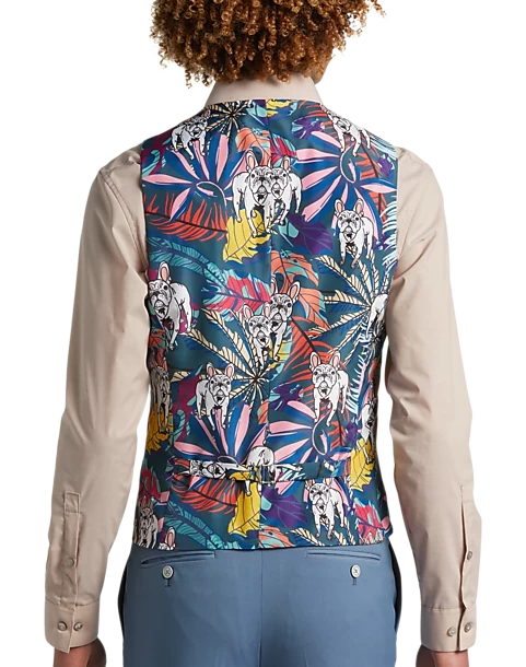 Paisley & Gray Slim Fit Suit Separates Vest Slate Blue - Image 2