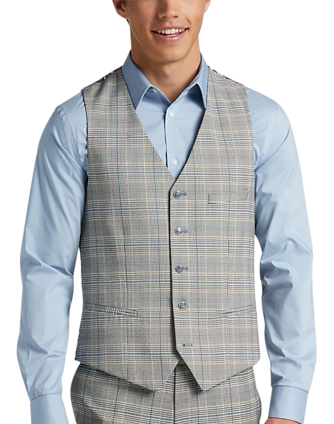 Paisley & Gray Slim Fit Suit Separates Vest, Slate Blue Check