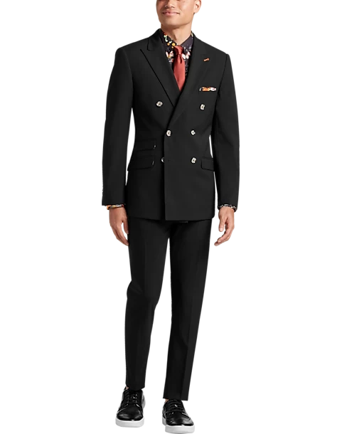 Paisley & Gray Slim Fit Double Breasted Suit Separates Coat, Jet Black - Image 2