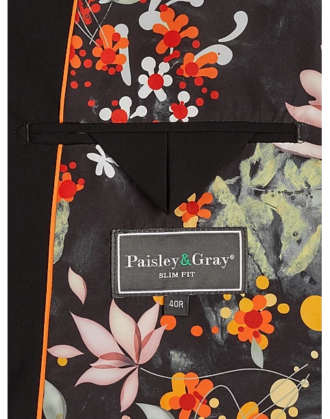 Paisley & Gray Slim Fit Double Breasted Suit Separates Coat, Jet Black - Image 4