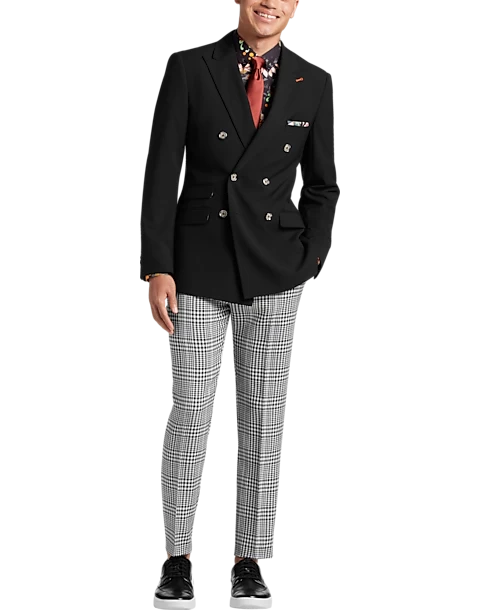 Paisley & Gray Slim Fit Double Breasted Suit Separates Coat, Jet Black - Image 6