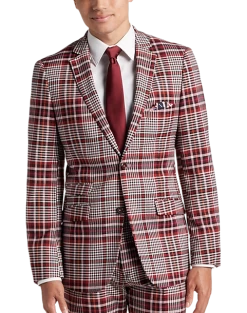Paisley & Gray Slim Fit Suit Separates Coat, Pink Plaid