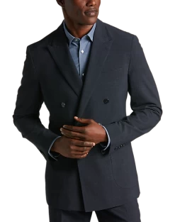 JOE Joseph Abboud Slim Fit Double Breasted Suit Separates Coat, Navy Plaid Seersucker
