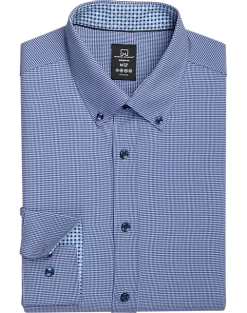 Michael Strahan Four-Way Stretch Modern Fit Dress Shirt, Blue Gingham