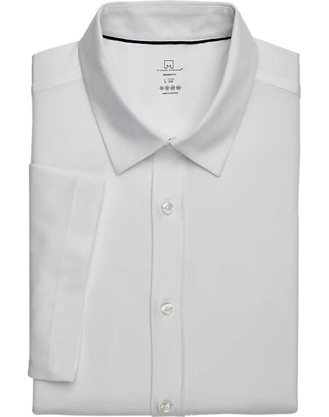 Michael Strahan Modern Fit Short Sleeve Dress Shirt, White