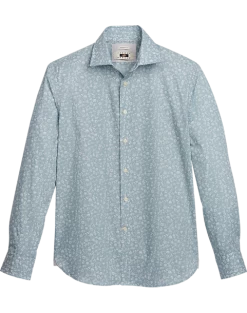 Joseph Abboud Modern Fit Sport Shirt, Teal Fossil Leaf