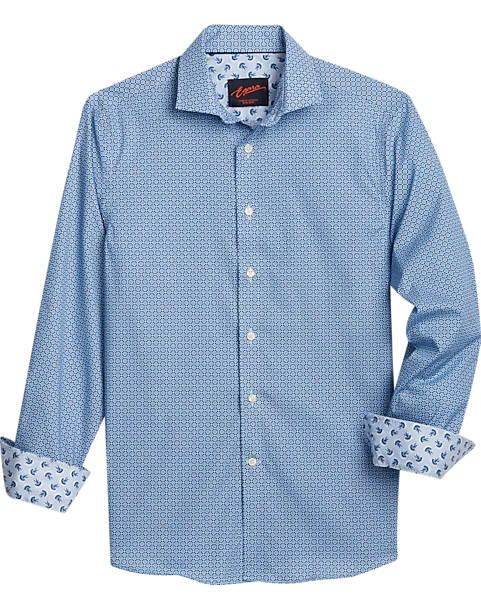 Egara Slim Fit Sport Shirt, Navy Blue Medallion