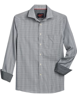 Egara Slim Fit Sport Shirt, Black Woven Check