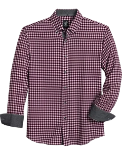 Michael Strahan Modern Fit Button-Down Collar 4-Way Stretch Sport Shirt Pink Check