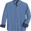 Michael Strahan Modern Fit Button-Down Collar Four-Way Stretch Sport Shirt, Medium Blue Geo Check