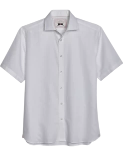 Joseph Abboud Modern Fit Short Sleeve Linen-Blend Sport Shirt, White