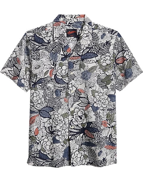 Egara Slim Fit Short Sleeve Sport Shirt, Rust & Blue Floral