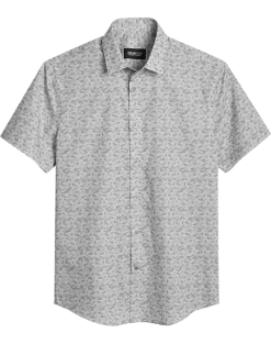 Awearness Kenneth Cole Slim Fit Short Sleeve Sport Shirt, Light Gray Camo