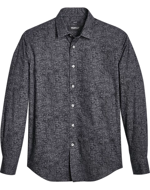 Awearness Kenneth Cole Slim Fit Sport Shirt, Black Stealth