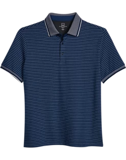 Michael Strahan Modern Fit Short Sleeve Polo, Navy Stripe