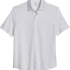 Michael Strahan Modern Fit Popcorn Stitch Short Sport Shirt, White