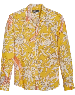 Paisley & Gray Slim Fit Spread Collar Sport Shirt, Yellow Tropical Bird