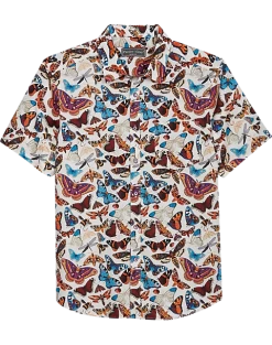 Paisley & Gray Slim Fit Short Sleeve Sport Shirt, Multicolor Butterflies