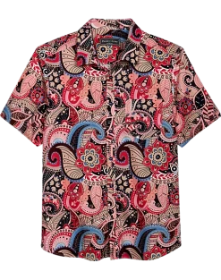 Paisley & Gray Slim Fit Short Sleeve Sport Shirt, Pink Paisley