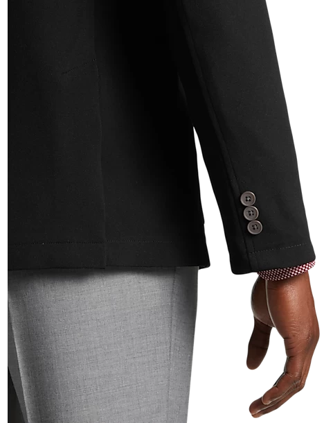 Michael Strahan Modern Fit Notch Lapel Crepe Knit Soft Jacket, Black - Image 2