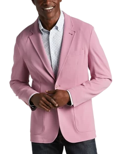 Michael Strahan Modern Fit Notch Lapel Crepe Knit Soft Jacket, Pink