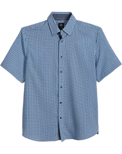 Michael Strahan Modern Fit 4-Way Stretch Short Sleeve Sport Shirt, Blue Oval