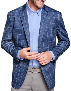Johnston & Murphy Modern Fit XC Flex Knit Blazer, Blue Windowpane