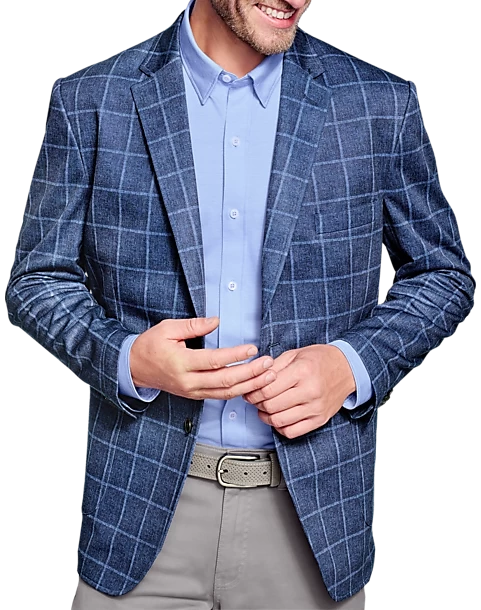 Johnston & Murphy Modern Fit XC Flex Knit Blazer, Blue Windowpane