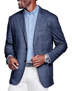 Johnston & Murphy Modern Fit Flex Knit Blazer, Navy Glen Plaid
