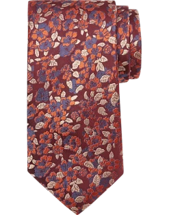 Joseph Abboud Narrow Tie, Burgundy & Orange Floral