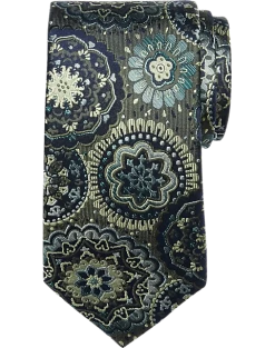 Joseph Abboud Narrow Tie, Olive Medallion