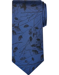 Pronto Uomo Narrow Tie, Navy Marsh Twigs