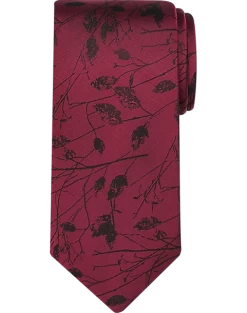 Pronto Uomo Narrow Tie, Burgundy Marsh Twigs