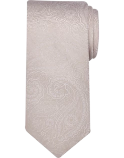 Pronto Uomo Narrow Tie, Taupe Paisley