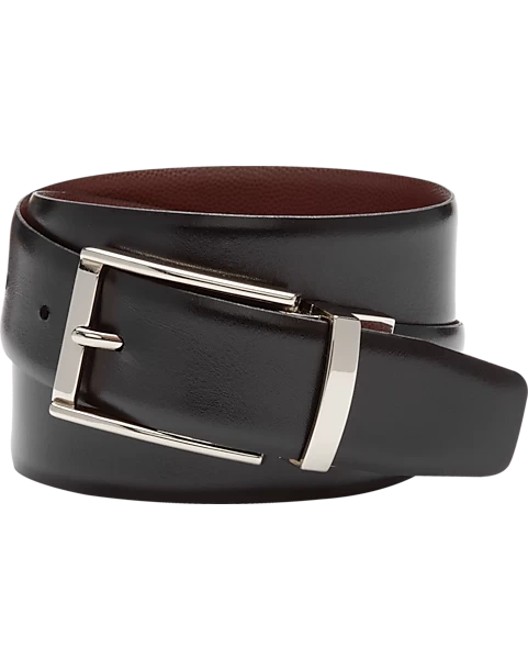 Joseph Abboud Feather Edge Reversible Pebbled Leather Belt, Cognac - Image 2
