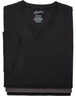 Egara Slim Fit V-Neck T-Shirt, 3-Pack, Black & Gray